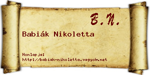Babiák Nikoletta névjegykártya