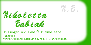 nikoletta babiak business card